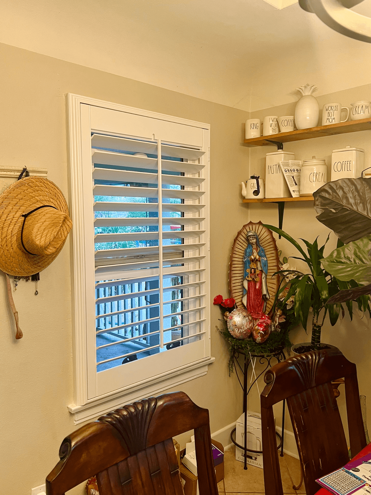 Beautiful home interior with plantation shutters adding value