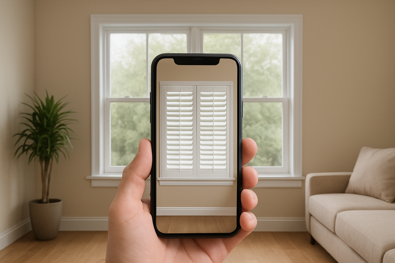 AI Shutter Visualizer AR preview on mobile